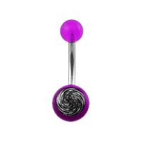 Piercing Nombril Acrylique Transparent Violet Spirale