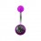 Transparent Purple Acrylic Navel Belly Button Ring w/ Checkerboard