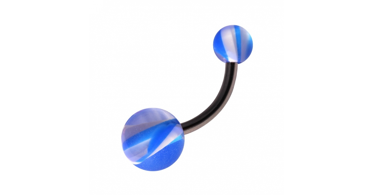Blue Candy Acrylic Belly Bar Navel Button Ring