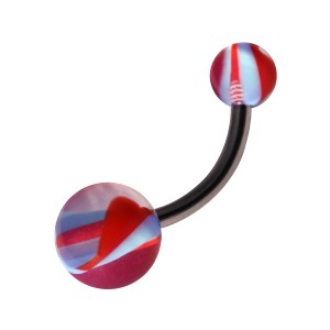 Blue/Red Candy Acrylic Belly Bar Navel Button Ring