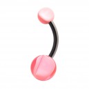 Pink Transparent Marbled Acrylic Belly Bar Navel Button Ring