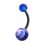Dark Blue Transparent Marbled Acrylic Belly Button Ring