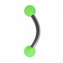 Acrylic Eyebrow Curved Bar Ring with Green Full Balls