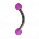 Acrylic Eyebrow Curved Bar Ring with Purple Fulls Ball