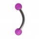 Acrylic Eyebrow Curved Bar Ring with Purple Fulls Ball