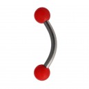 Acrylic Eyebrow Curved Bar Ring with Red Full Balls