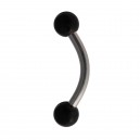 Acrylic Eyebrow Curved Bar Ring with Black Full Balls