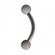 Acrylic Eyebrow Curved Bar Ring with Gray Full Balls