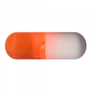 Einzelne Piercing-Kapsel Acryl UV Orange / Wei&szlig;