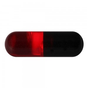 Einzelne Piercing-Kapsel Acryl UV Rot / Schwarz
