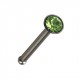 Surgical Steel Straight Pin Nose Bone Bar with Light Green Strass