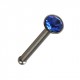 Nez Pin Droit Acier Chirurgical Strass Bleu Foncé