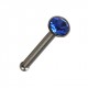 Surgical Steel Straight Pin Nose Bone Bar with Dark Blue Strass
