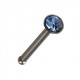 Surgical Steel Straight Pin Nose Bone Bar with Light Blue Strass