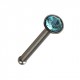 Surgical Steel Straight Pin Nose Bone Bar with Turquoise Strass