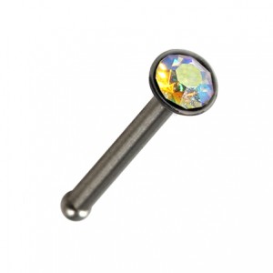 Gerader Nasenpiercing-Pin Chirurgenstahl Strassstein Mehrfarbig