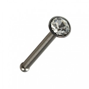 Gerader Nasenpiercing-Pin Chirurgenstahl Strassstein Wei&szlig;