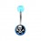 Transparent Light Blue Acrylic Navel Belly Button Ring w/ Skull