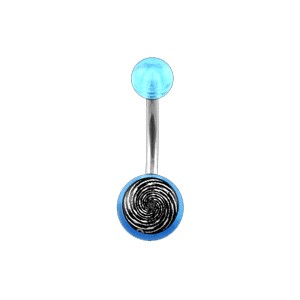 Transparent Light Blue Acrylic Belly Bar Navel Button Ring w/ Spiral