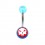 Transparent Light Blue Acrylic Navel Belly Button Ring w/ Yin and Yang
