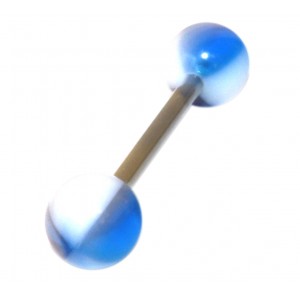 Piercing Langue Acrylique Ballon Plage 4 Quarts Bleu / Blanc
