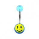 Bauchnabel Acryl Transparent Hellblau Smiley