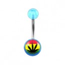 Bauchnabel Acryl Transparent Hellblau Cannabis