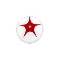 Piercing Kugel Acryl UV Stern Rot / Weiß