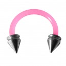 Pink Flexi Tragus/Earlob Ring w/ 316L Steel Hollow Spikes