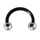 Black Flexi Tragus/Earlob Ring w/ 316L Steel Balls