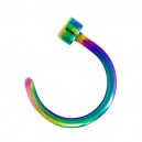 Rainbow Anodized 316L Surgical Steel Hoop Nose Ring w/ Cylinder