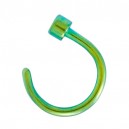 Green Anodized 316L Surgical Steel Hoop Nose Ring w/ Cylinder