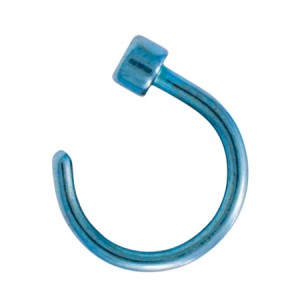 Nasenpiercing Geöffnet Ring Hood Stahl 316L Eloxiert Blau Zylinder