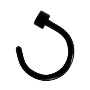 Black Line Anodized 316L Surgical Steel Hoop Nose Ring w/ Cylinder