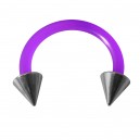 Purple Flexi Tragus/Earlob Ring w/ Two 316L Steel Spikes