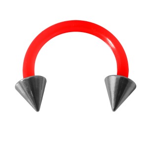 Ohr- / Tragus-Piercing Flexibel Rot Zwei Sptizen Stahl 316L