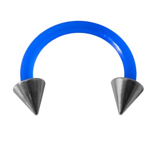 Piercing Tragus / Oreja Flexible Azul Oscuro Dos Spikes Acero 316L