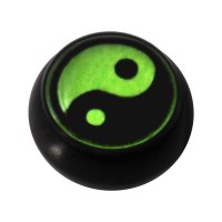 Boule pour Piercing Langue / Nombril Acrylique Noire Logo UV Yin et Yang