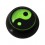 Kugel f&uuml;r Zungen- / Bauchnabelpiercing Acryl Schwarz Logo UV Yin und Yang