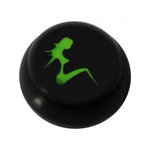 Kugel für Zungen- / Bauchnabelpiercing Acryl Schwarz Logo UV Frauen-Sitzen