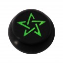 Kugel für Piercing Zunge / Bauchnabel Acryl Schwarz Logo UV Pentagramm