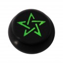 Kugel f&uuml;r Zungen- / Bauchnabelpiercing Acryl Schwarz Logo UV Pentagramm