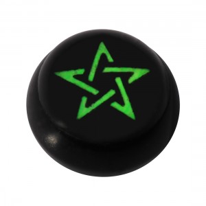 Boule pour Piercing Langue / Nombril Acrylique Noire Logo UV Pentacle