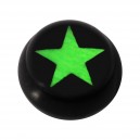 Kugel f&uuml;r Zungen- / Bauchnabelpiercing Acryl Schwarz Logo UV Stern