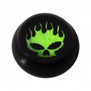 Boule pour Langue / Nombril Acrylique Noire Logo UV Crâne Flammes