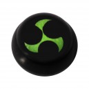 Kugel f&uuml;r Zungen- / Bauchnabelpiercing Acryl Schwarz Logo UV Shuriken