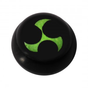 Kugel f&uuml;r Zungen- / Bauchnabelpiercing Acryl Schwarz Logo UV Shuriken