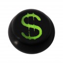 Bola para Piercing Lengua / Ombligo Acrílico Negro Logo UV Dólar