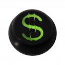 Kugel f&uuml;r Zungen- / Bauchnabelpiercing Acryl Schwarz Logo UV Dollar