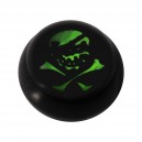 Kugel f&uuml;r Zungen- / Bauchnabelpiercing Acryl Schwarz Logo UV Pirat